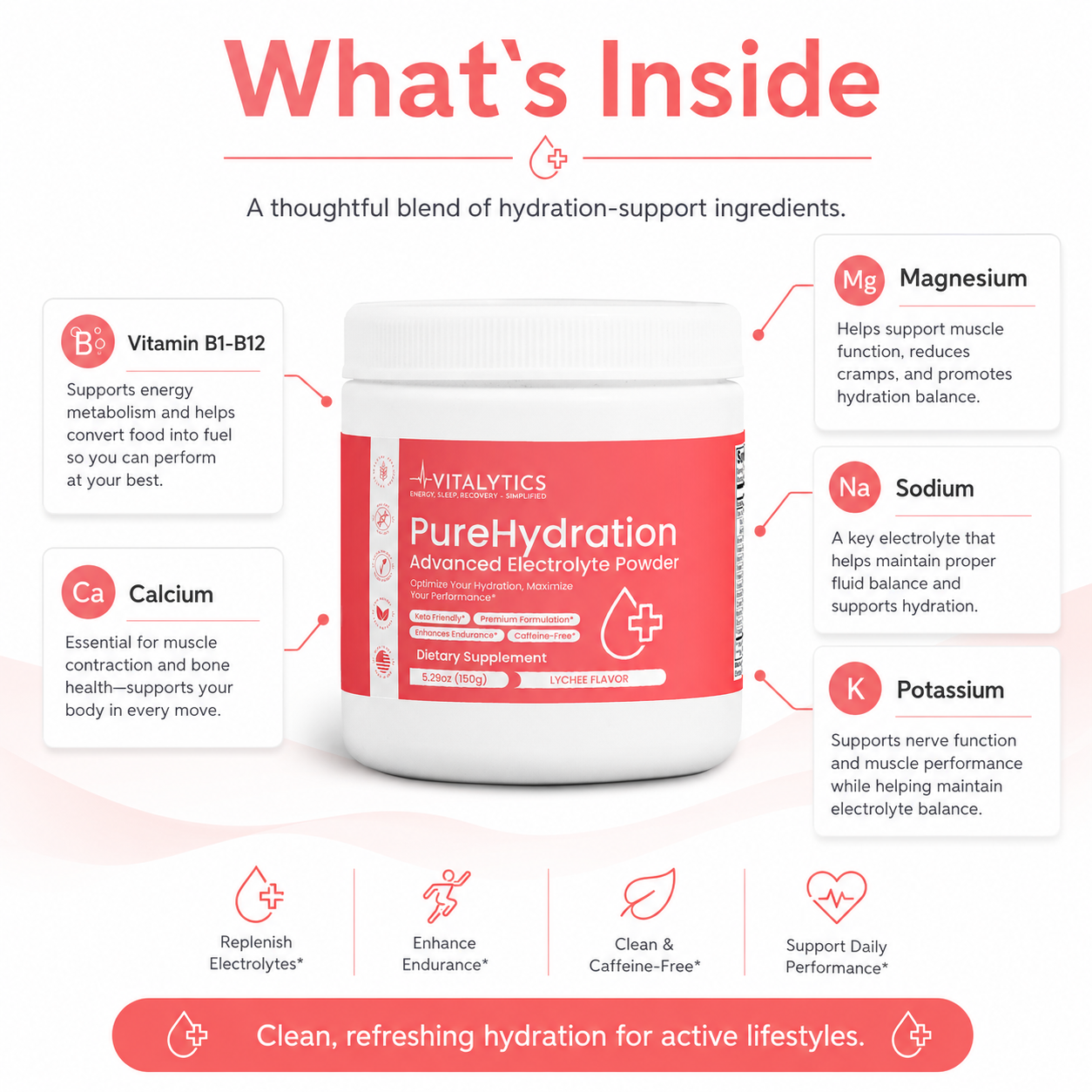 Vitalytics PureHydration Electrolyte Powder