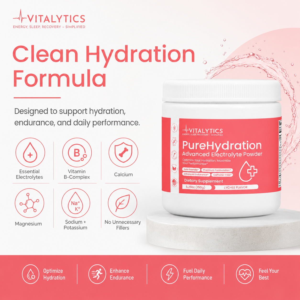Vitalytics PureHydration Electrolyte Powder