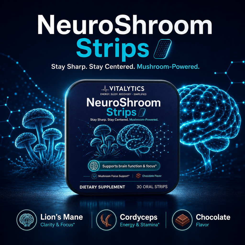 Vitalytics NeuroShroom Strips — Chocolate Mushroom Oral Strips for Focus & Energy