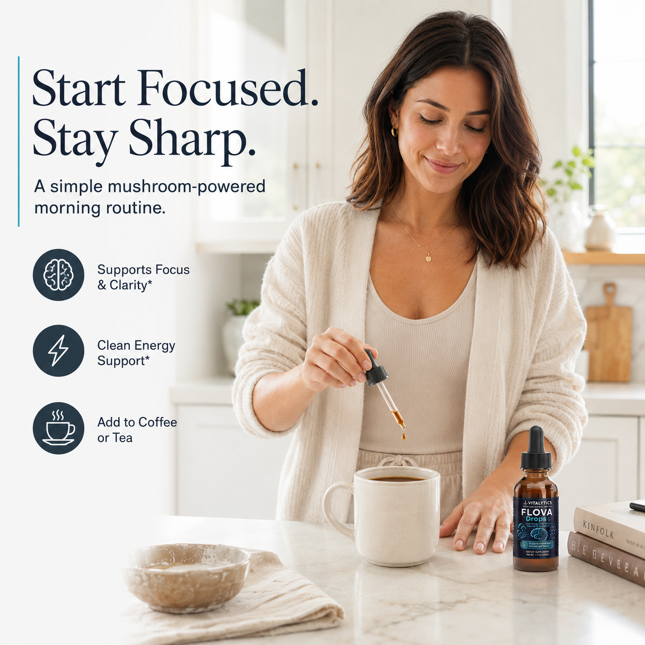 Flova Drops — Lion's Mane + Cordyceps Liquid Nootropic for Focus & Energy