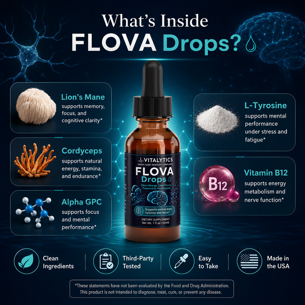 Flova Drops — Lion's Mane + Cordyceps Liquid Nootropic for Focus & Energy