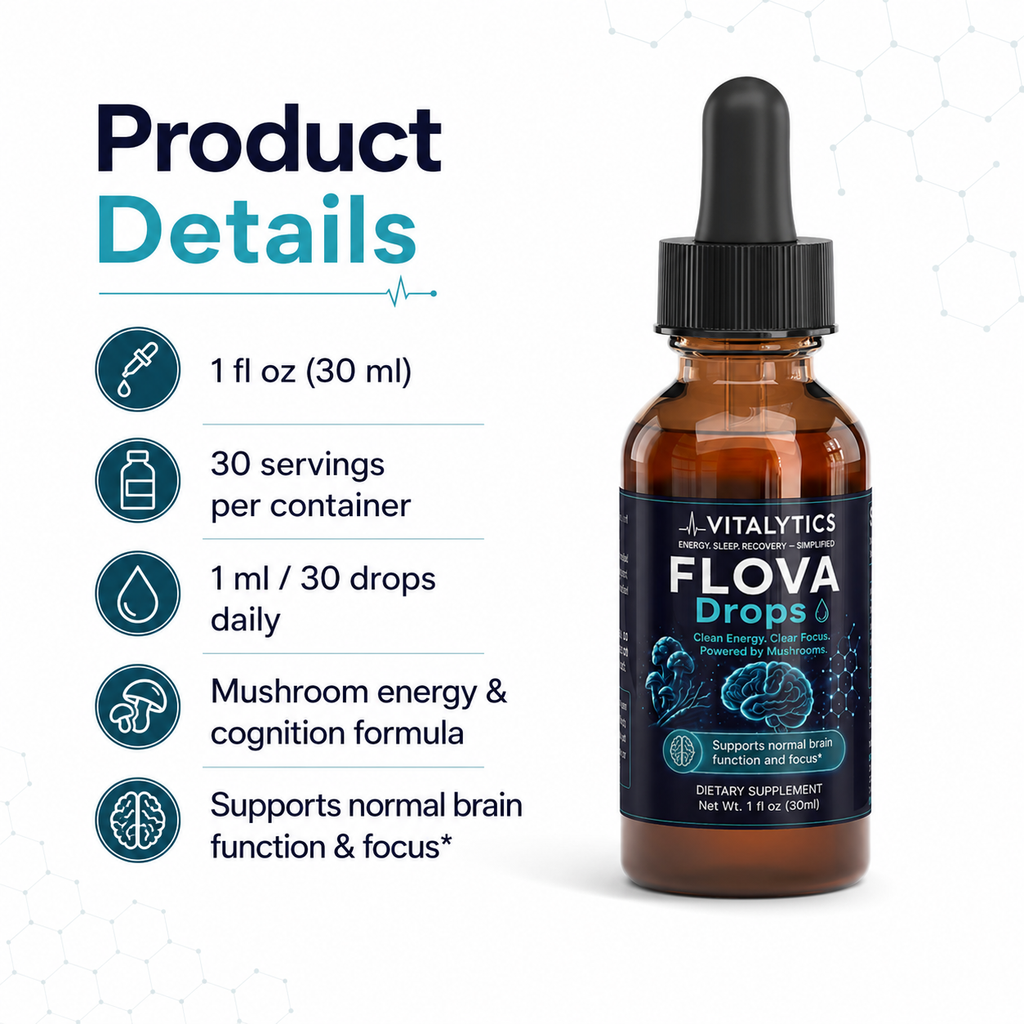 Flova Drops — Lion's Mane + Cordyceps Liquid Nootropic for Focus & Energy