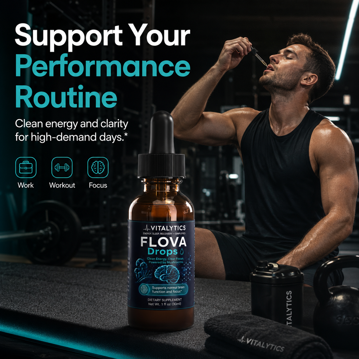 Flova Drops — Lion's Mane + Cordyceps Liquid Nootropic for Focus & Energy