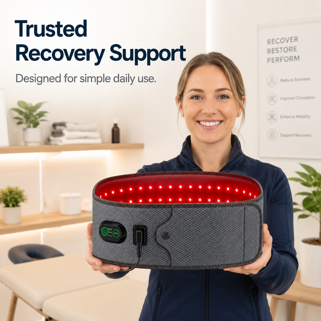 Vitalytics Restore Belt — Red Light Therapy Lower Back Recovery Belt with 660nm & 850nm Dual-Wavelength LEDs